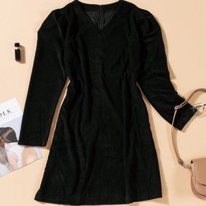 Black Velvet Long-Sleeved Mini Dress